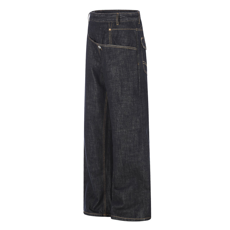 Asymmetric Fly Baggy Denim Pant
