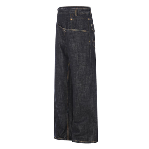 Asymmetric Fly Baggy Denim Pant