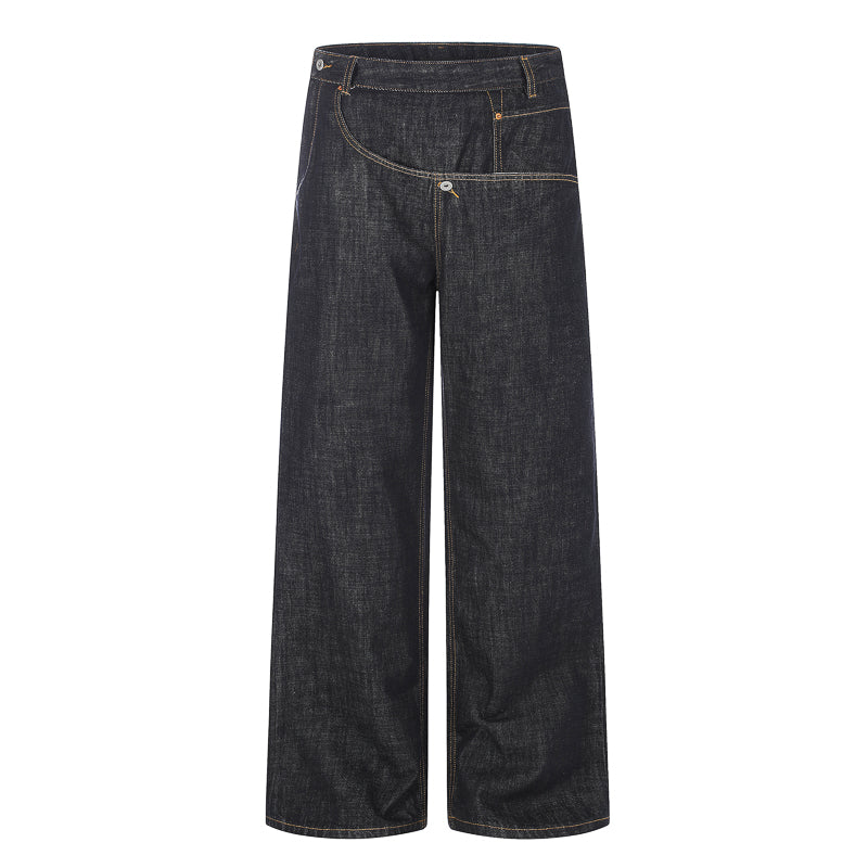 Asymmetric Fly Baggy Denim Pant