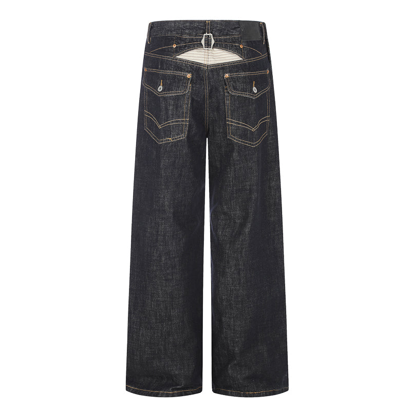 Asymmetric Fly Baggy Denim Pant