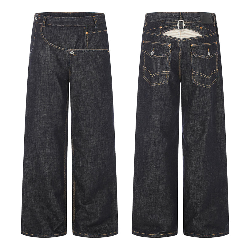 Asymmetric Fly Baggy Denim Pant