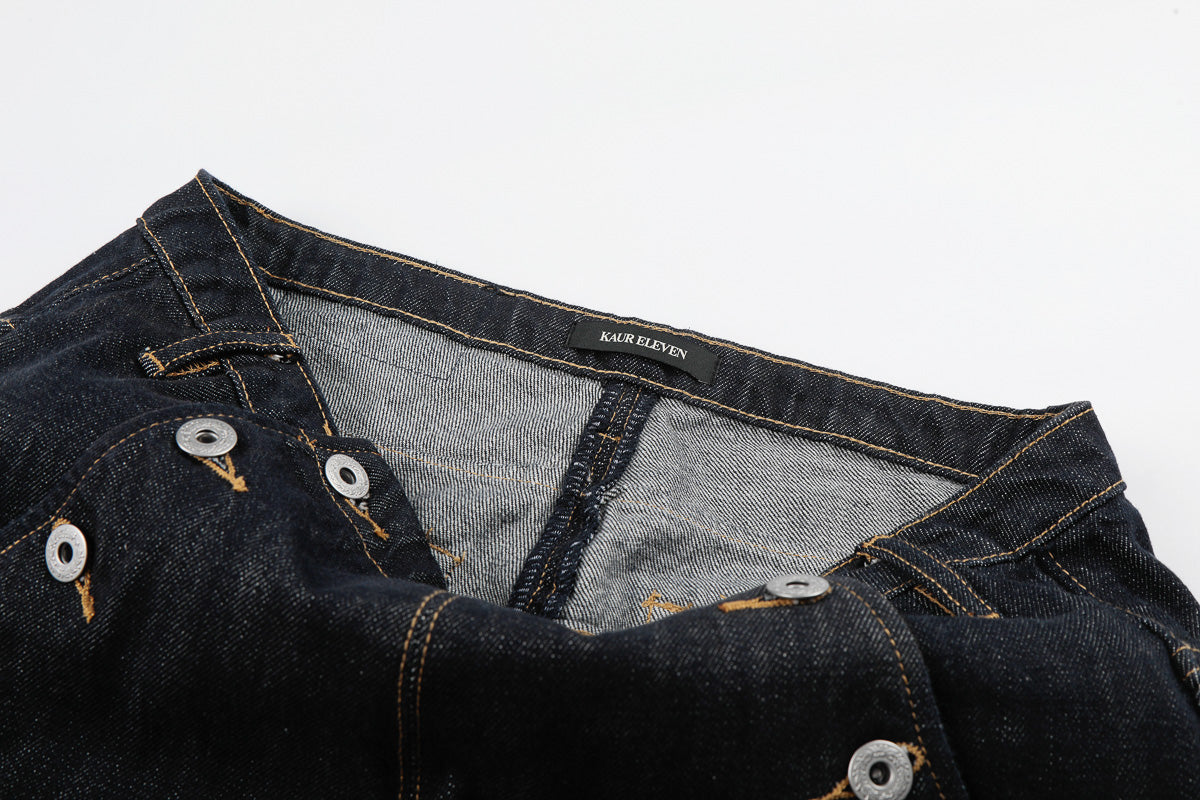 Button Detail Baggy Denim Pant