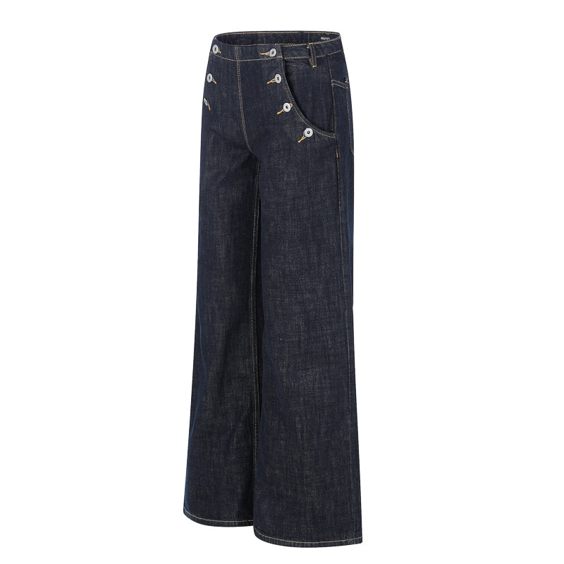 Button Detail Baggy Denim Pant