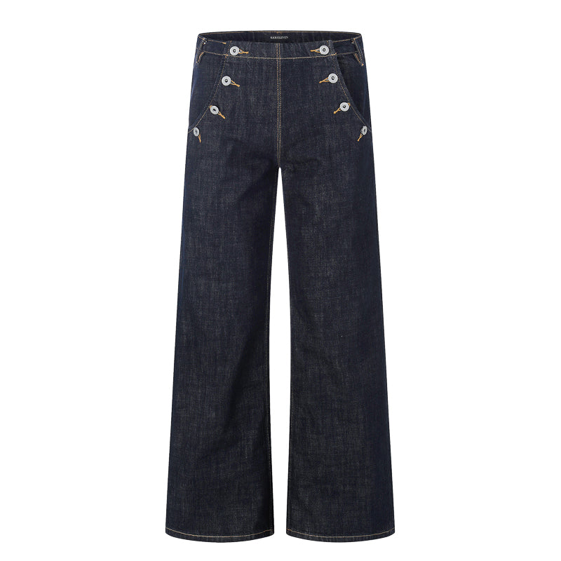 Button Detail Baggy Denim Pant
