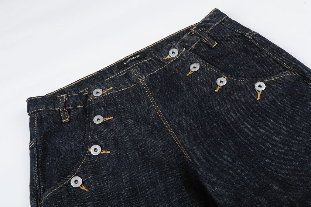 Button Detail Baggy Denim Pant