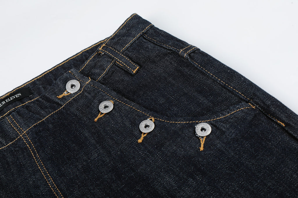 Button Detail Baggy Denim Pant