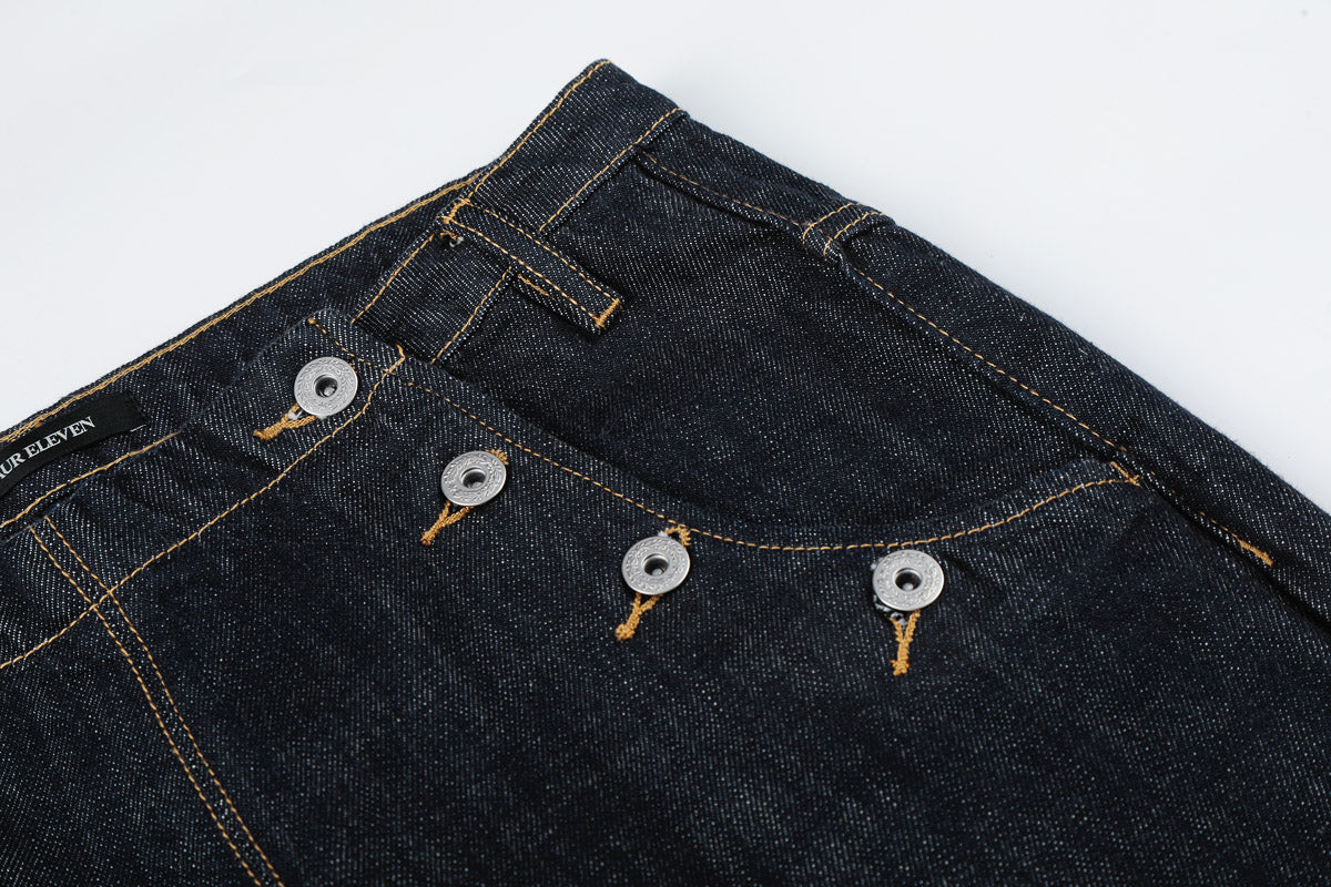Button Detail Baggy Denim Pant