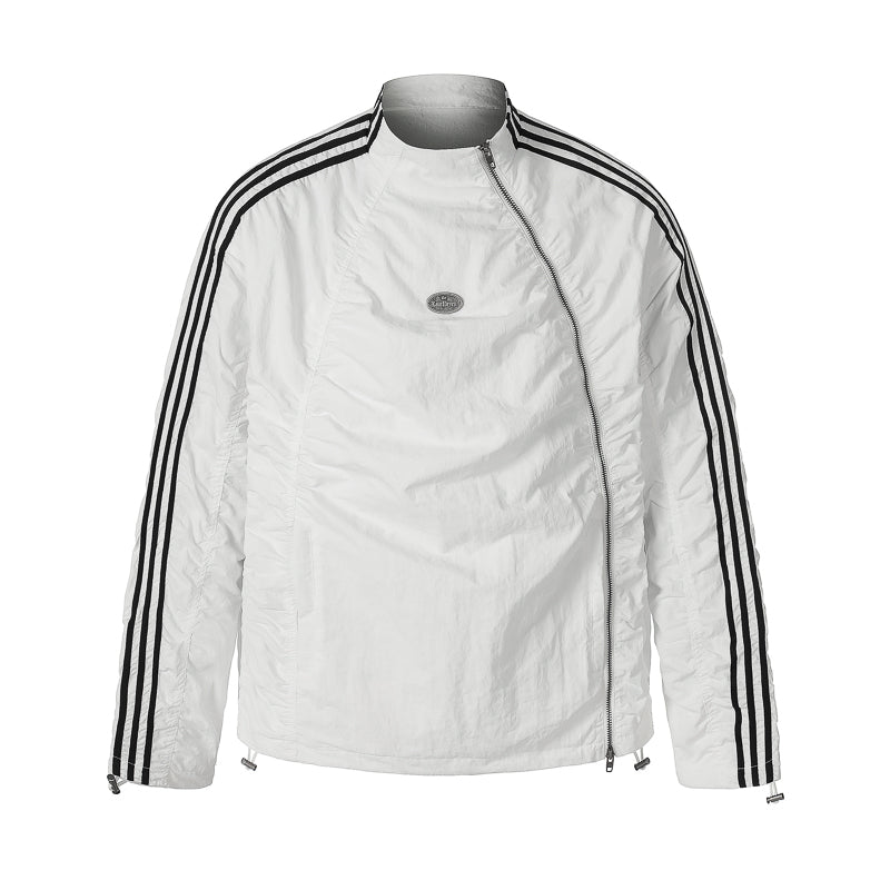 Asymmetric Zip-Up Nylon Jacket